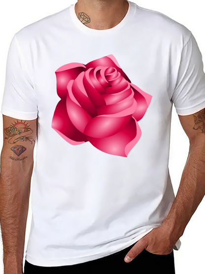 Camiseta Negra con Diseño de Rosa Femenina