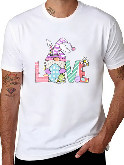 Camiseta Negra de Pascua con Diseño de Gnomo LOVE