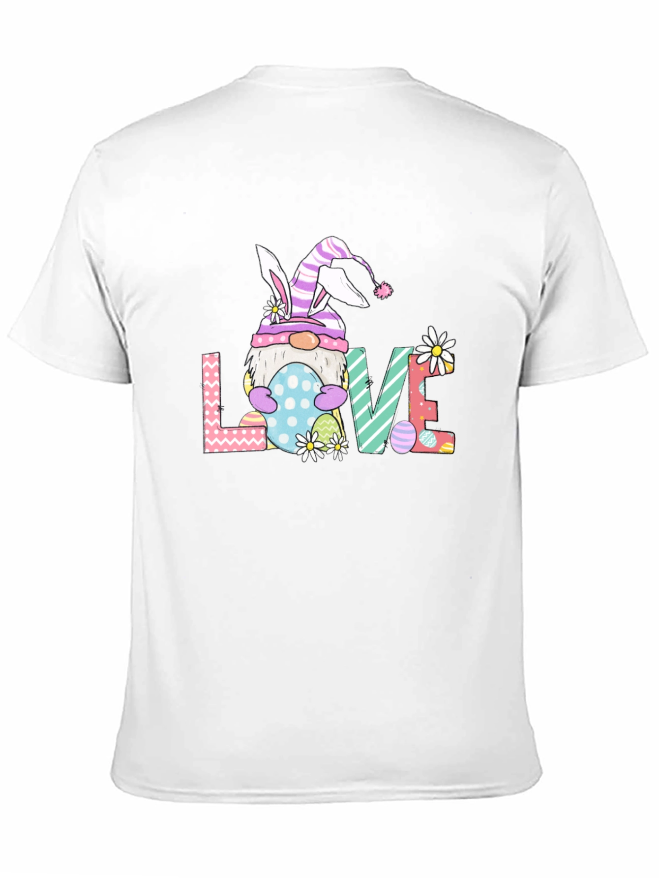 Camiseta Negra de Pascua con Diseño de Gnomo LOVE