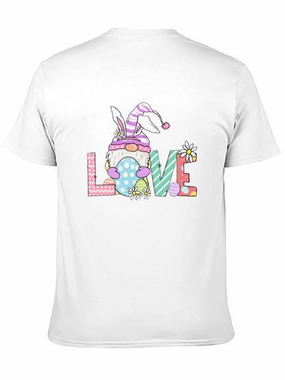 Camiseta Negra de Pascua con Diseño de Gnomo LOVE