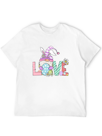Camiseta Negra de Pascua con Diseño de Gnomo LOVE
