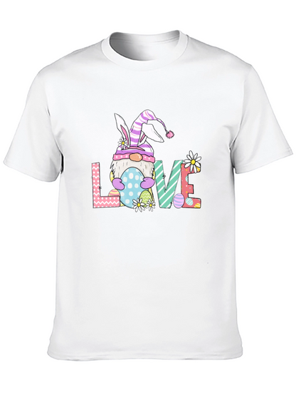 Camiseta Negra de Pascua con Diseño de Gnomo LOVE