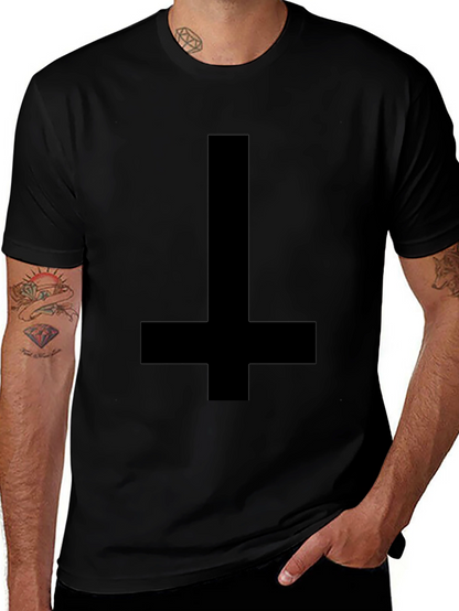 Camiseta Negra Cruz Invertida para Hombre