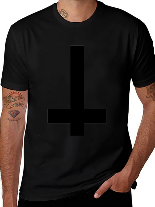 Camiseta Negra Cruz Invertida para Hombre