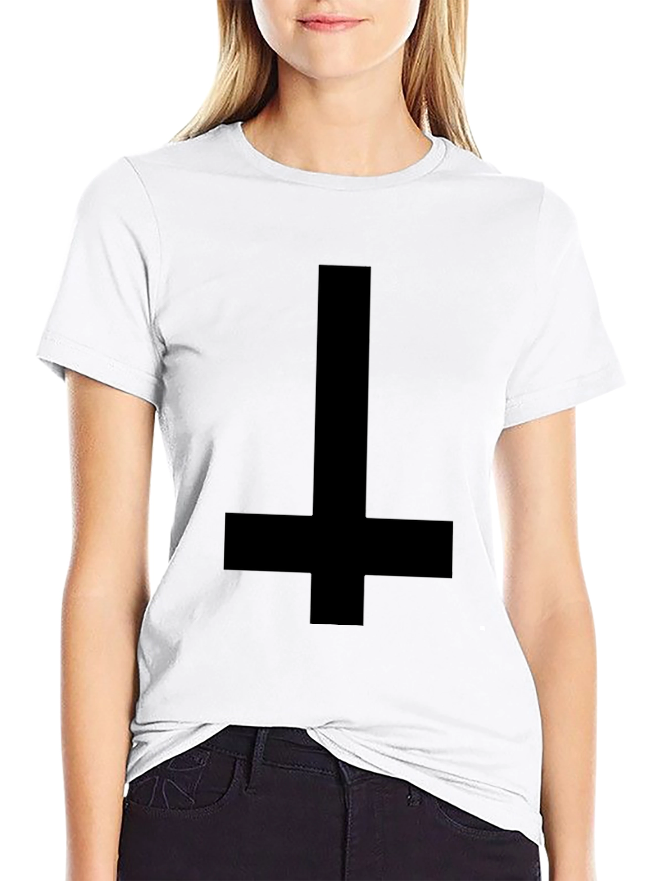 Camiseta Negra Cruz Invertida para Hombre