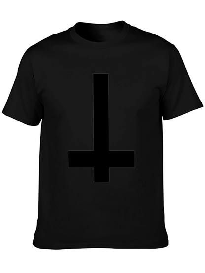 Camiseta Negra Cruz Invertida para Hombre