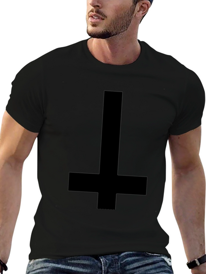 Camiseta Negra Cruz Invertida para Hombre