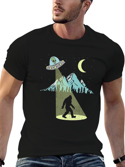 Camiseta Negra Bigfoot OVNI Divertida