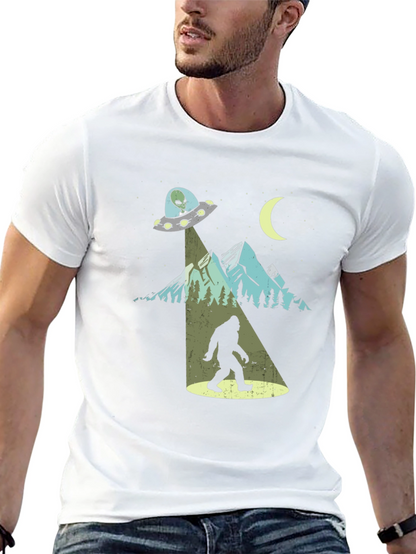 Camiseta Negra Bigfoot OVNI Divertida