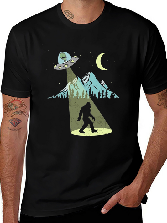 Camiseta Negra Bigfoot OVNI Divertida