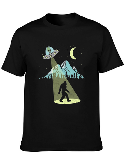 Camiseta Negra Bigfoot OVNI Divertida