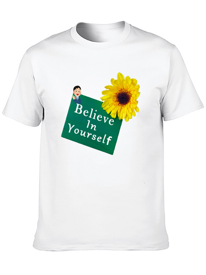Camiseta Negra con Girasol y Mensaje Motivador
