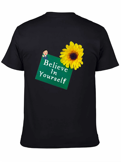 Camiseta Negra con Girasol y Mensaje Motivador