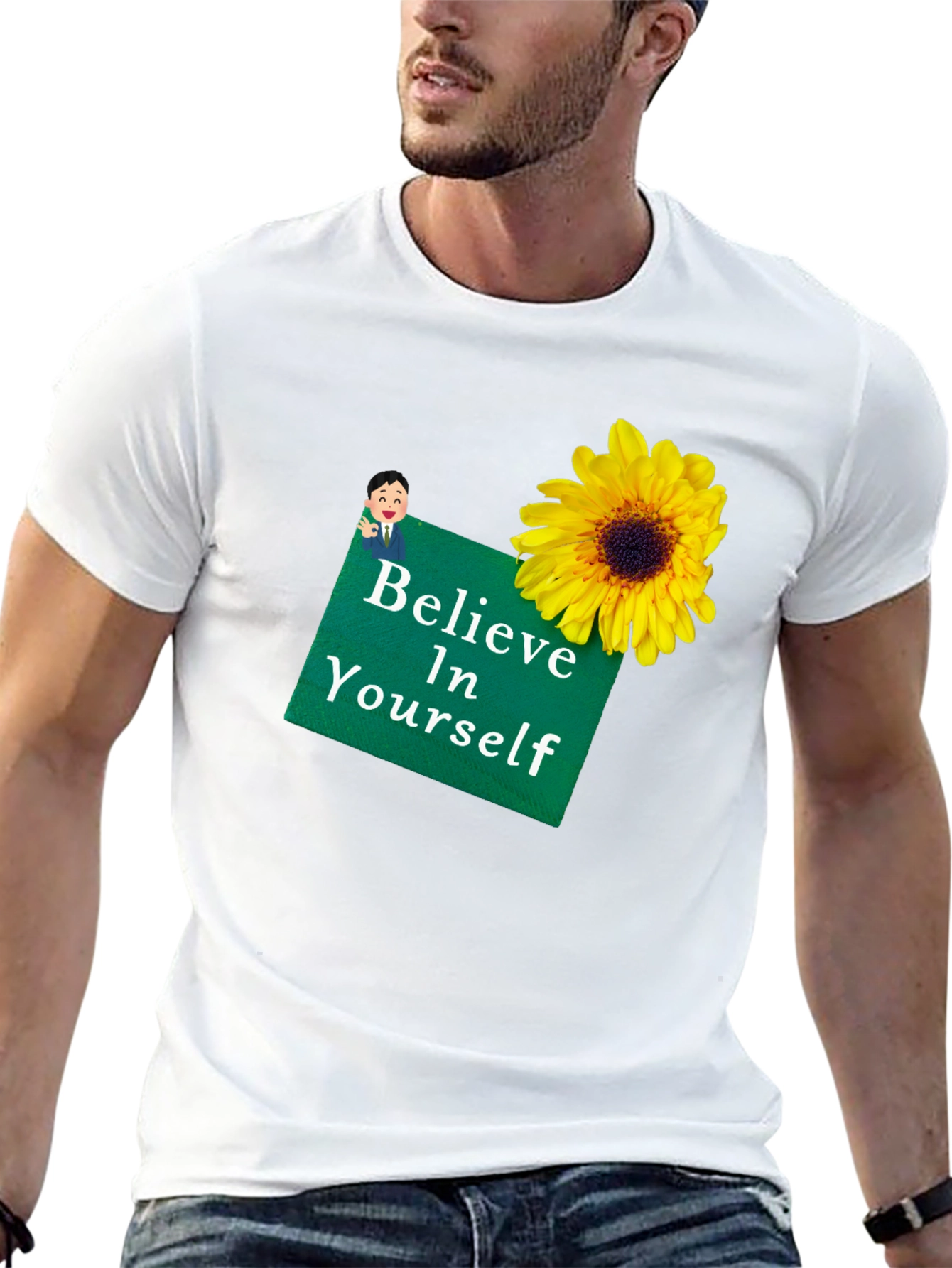 Camiseta Negra con Girasol y Mensaje Motivador