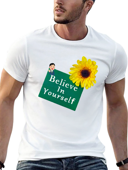 Camiseta Negra con Girasol y Mensaje Motivador