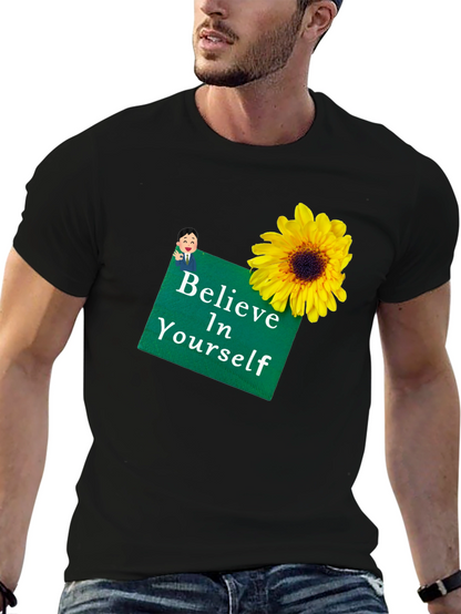 Camiseta Negra con Girasol y Mensaje Motivador