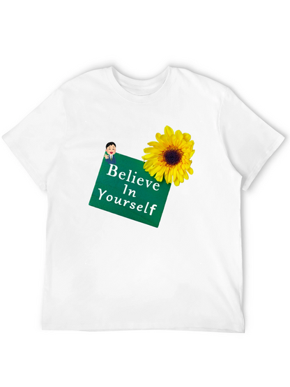Camiseta Negra con Girasol y Mensaje Motivador
