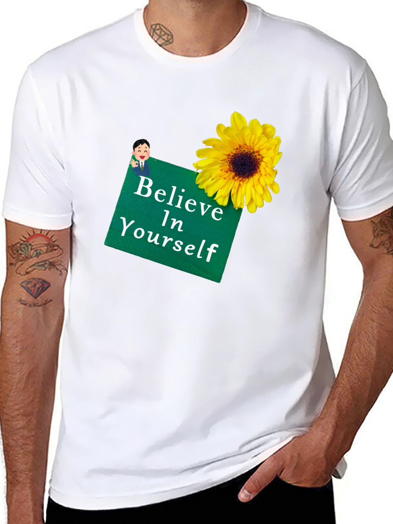 Camiseta Negra con Girasol y Mensaje Motivador