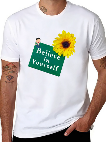 Camiseta Negra con Girasol y Mensaje Motivador