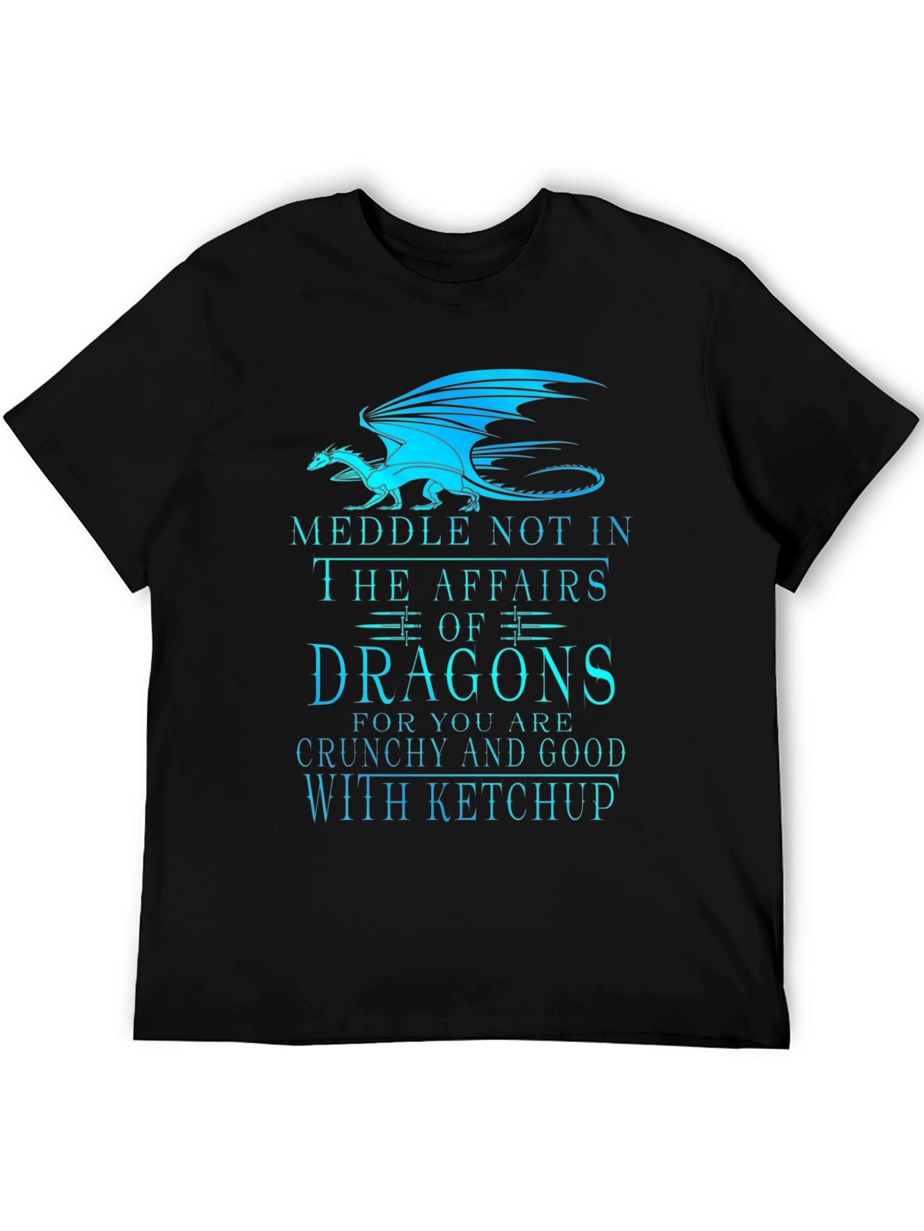 Camiseta Negra Dragones: ¡Cuidado con el Ketchup!