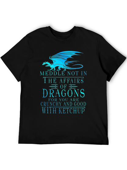 Camiseta Negra Dragones: ¡Cuidado con el Ketchup!