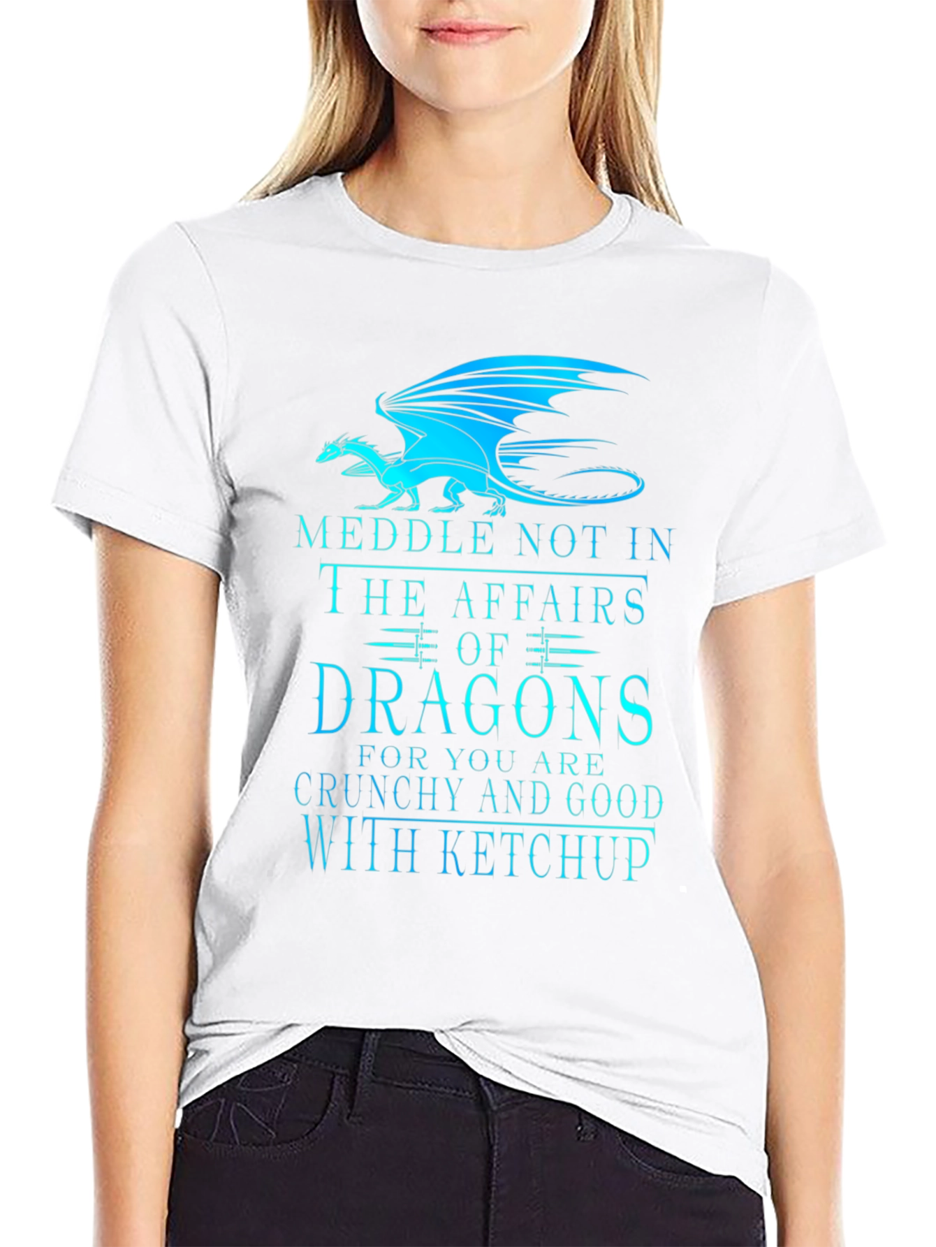 Camiseta Negra Dragones: ¡Cuidado con el Ketchup!
