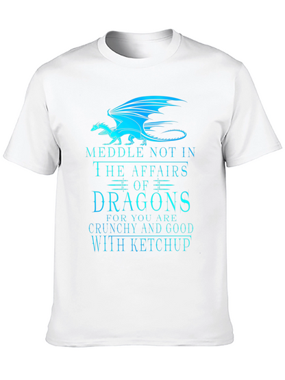 Camiseta Negra Dragones: ¡Cuidado con el Ketchup!