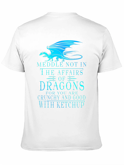 Camiseta Negra Dragones: ¡Cuidado con el Ketchup!