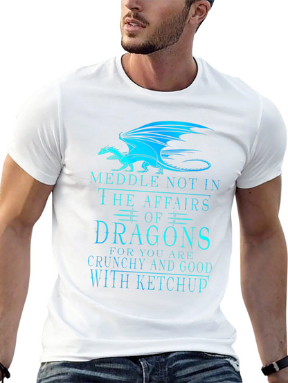 Camiseta Negra Dragones: ¡Cuidado con el Ketchup!