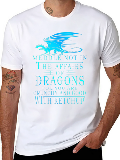 Camiseta Negra Dragones: ¡Cuidado con el Ketchup!
