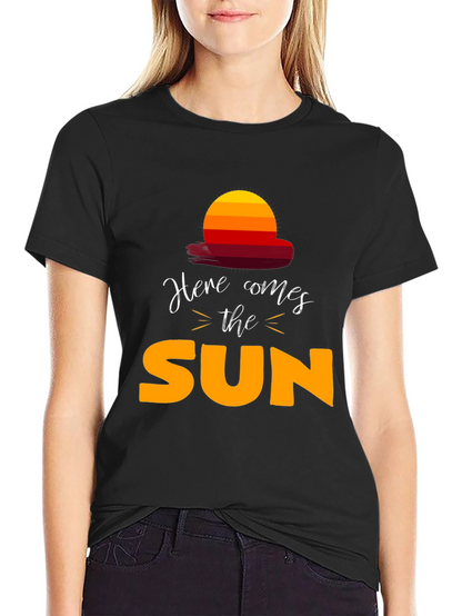 Camiseta Negra Here Comes The Sun Unisex