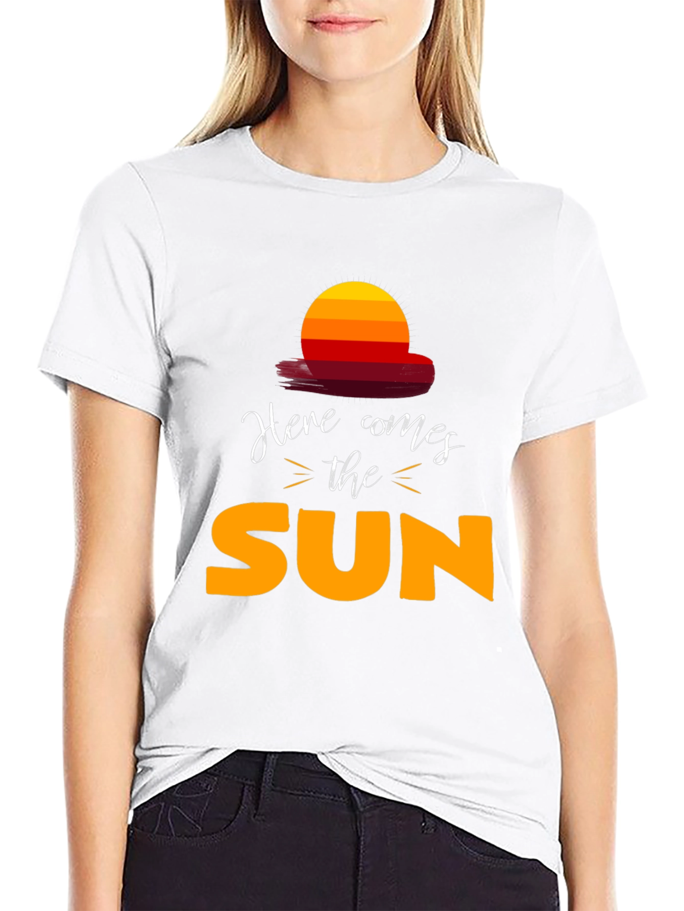Camiseta Negra Here Comes The Sun Unisex