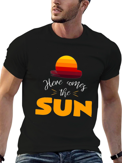 Camiseta Negra Here Comes The Sun Unisex