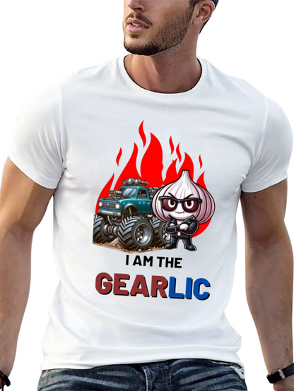 Camiseta Negra GEARLIC con Diseño de Ajo y Camioneta