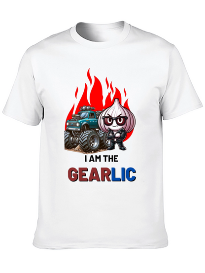 Camiseta Negra GEARLIC con Diseño de Ajo y Camioneta