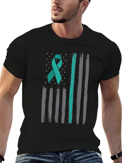Camiseta Hombre Cinta Teal Bandera Americana