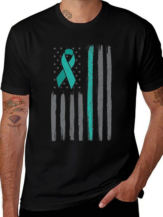 Camiseta Hombre Cinta Teal Bandera Americana