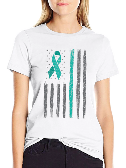 Camiseta Hombre Cinta Teal Bandera Americana