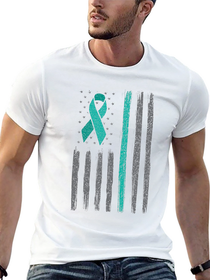Camiseta Hombre Cinta Teal Bandera Americana