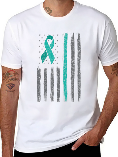 Camiseta Hombre Cinta Teal Bandera Americana