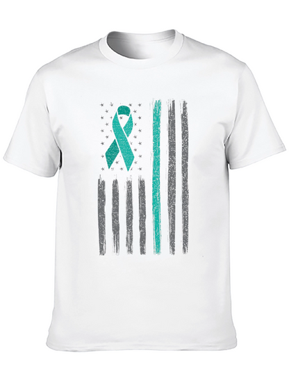 Camiseta Hombre Cinta Teal Bandera Americana