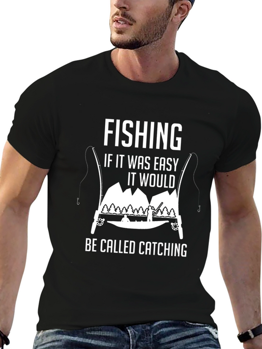 Camiseta Negra Divertida de Pesca