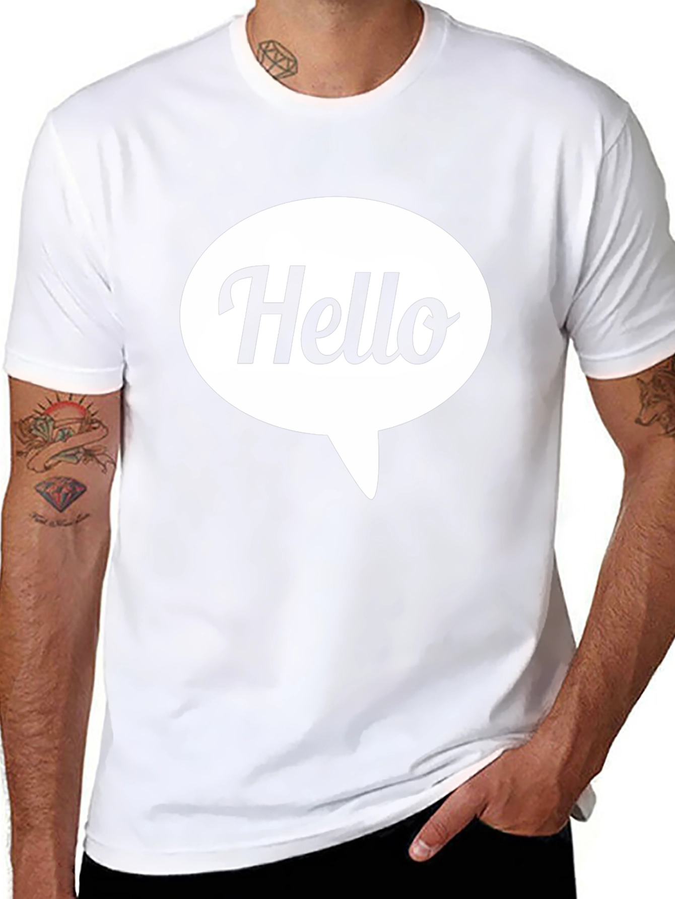 Camiseta Negra Hombre - Diseño Hello