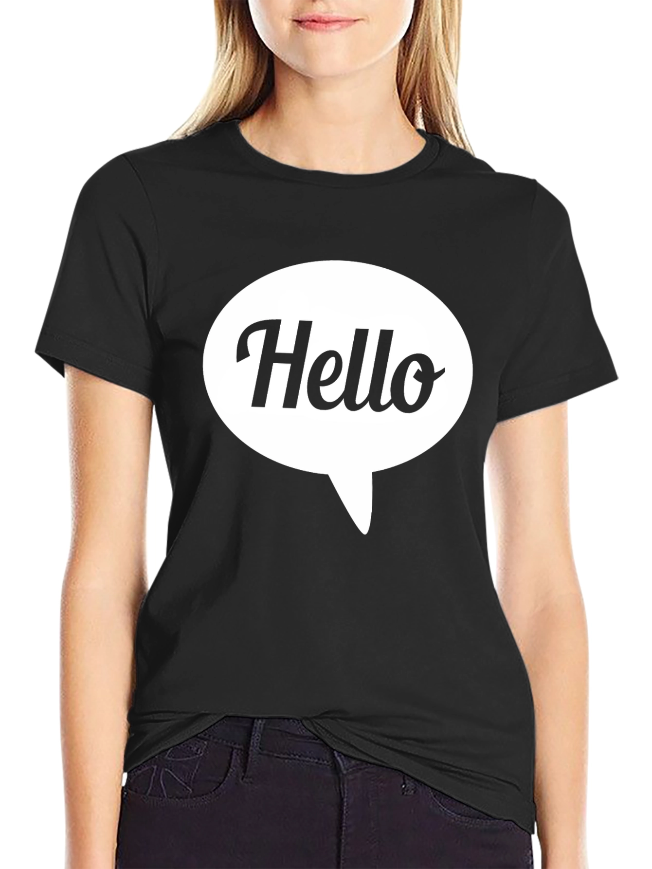Camiseta Negra Hombre - Diseño Hello
