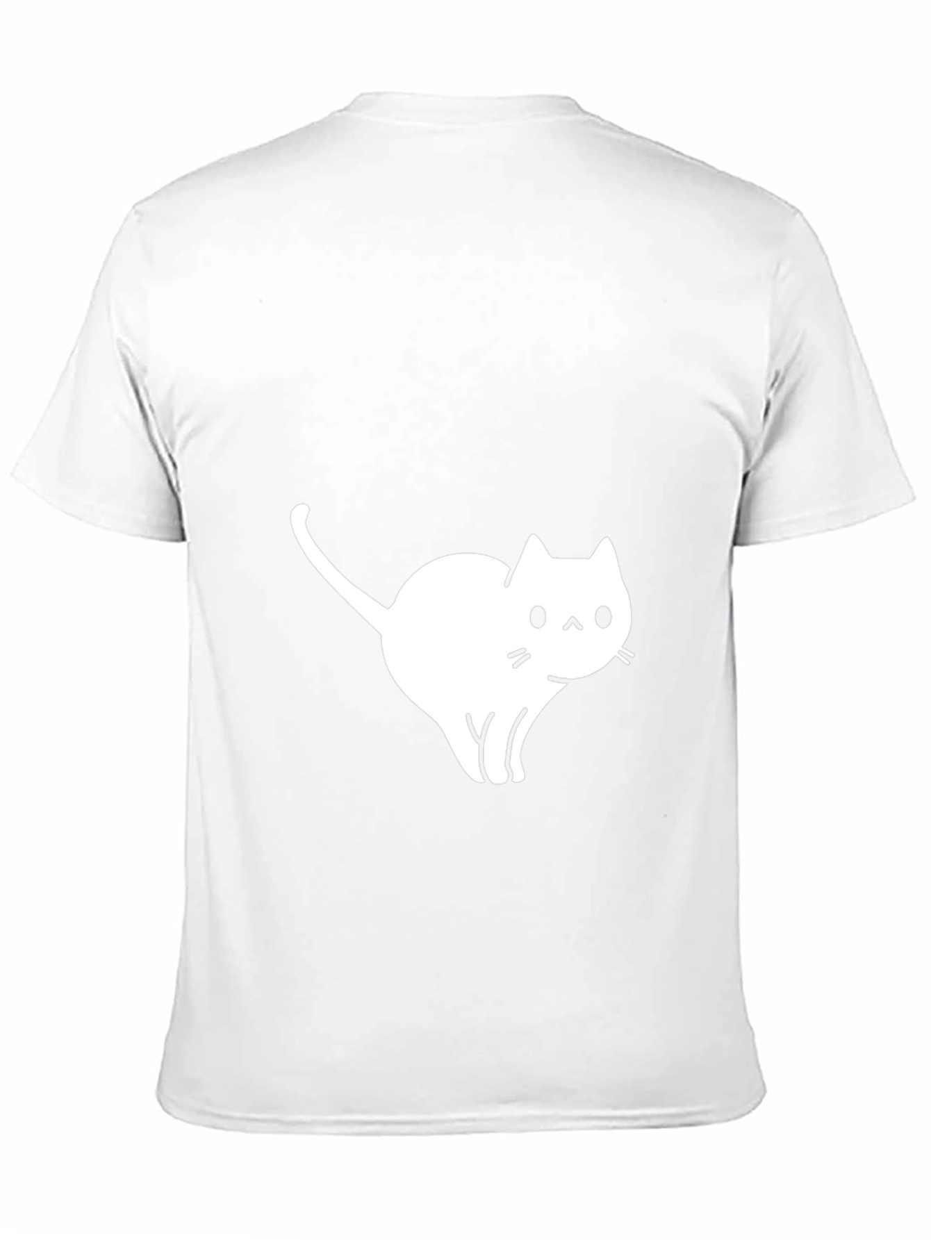 Camiseta Negra Gato Blanco Diseño Casual