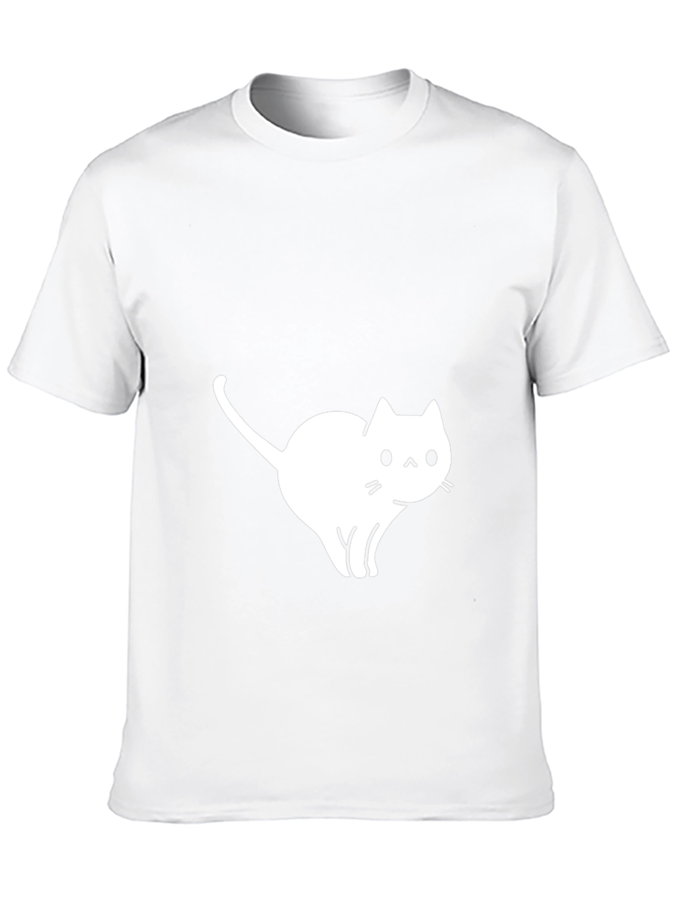 Camiseta Negra Gato Blanco Diseño Casual