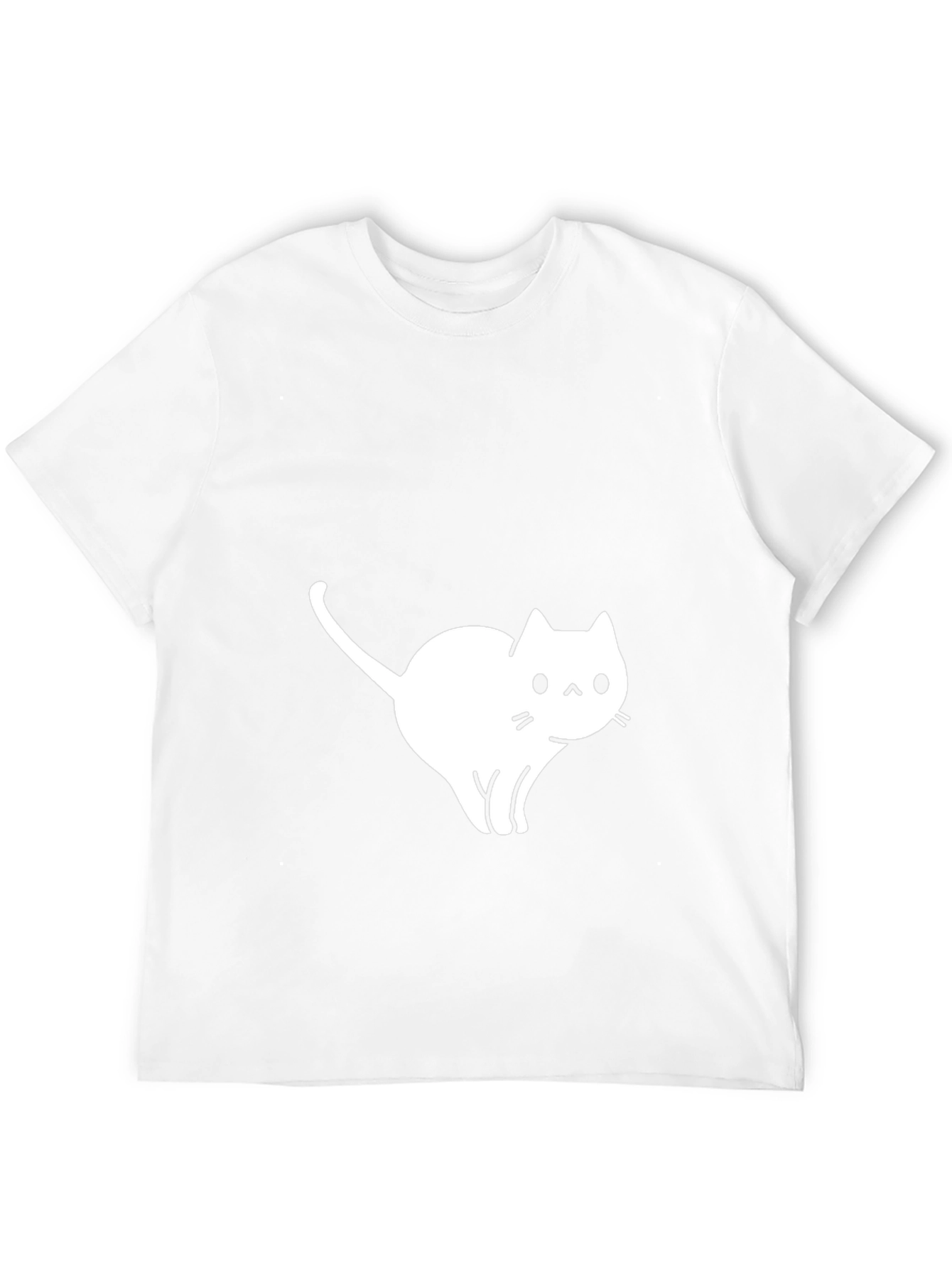 Camiseta Negra Gato Blanco Diseño Casual
