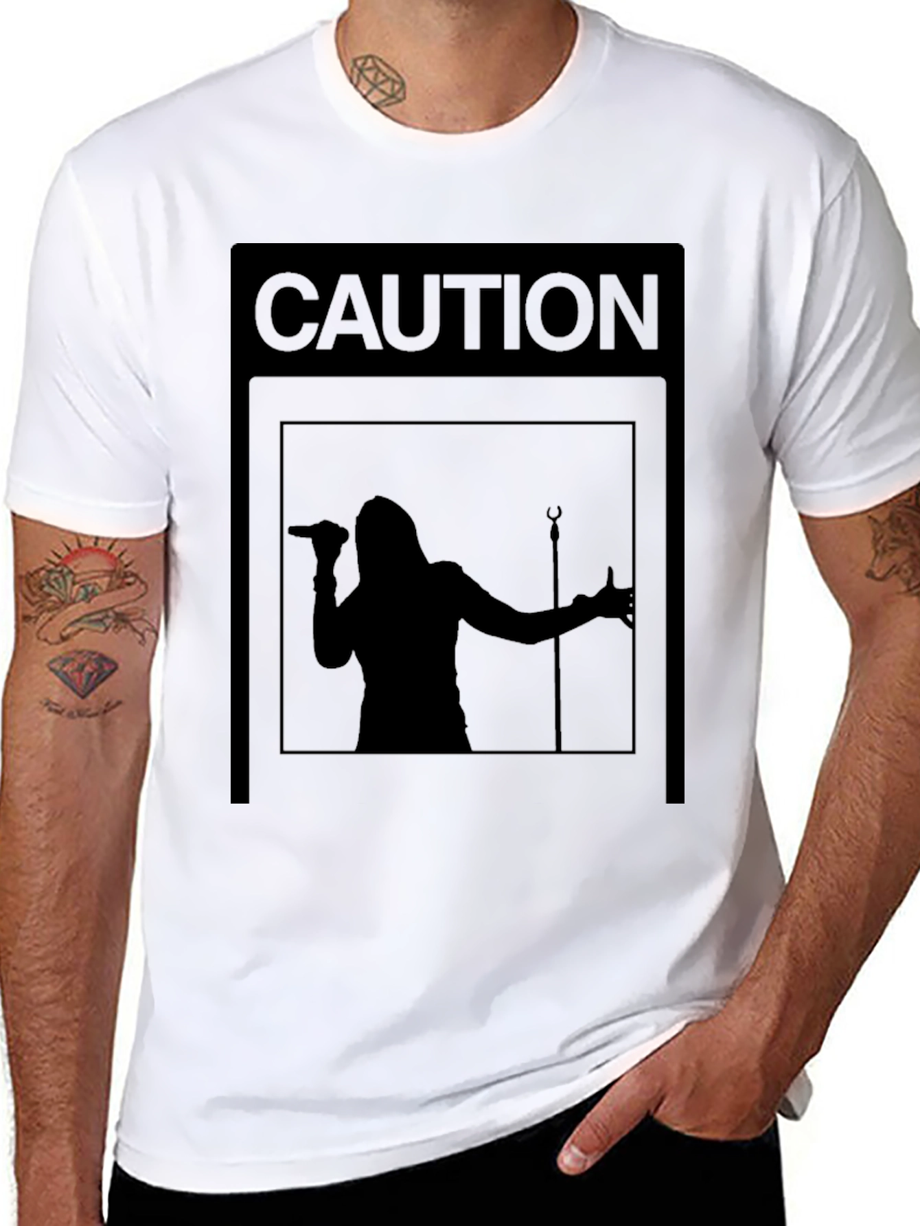 Camiseta Negra Caution: ¡Concierto en Vivo!