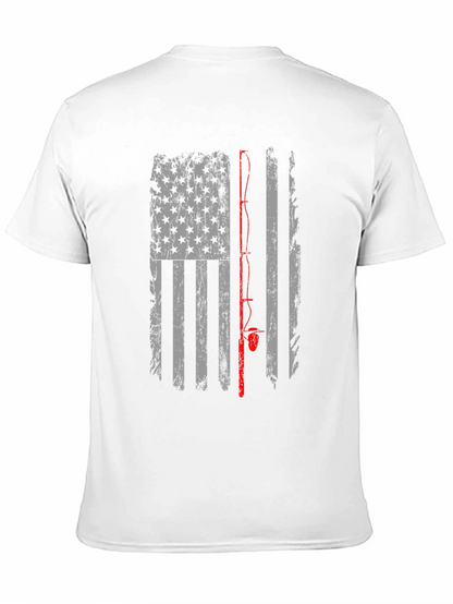 Camiseta Negra con Diseño de Bandera de Pesca Americana
