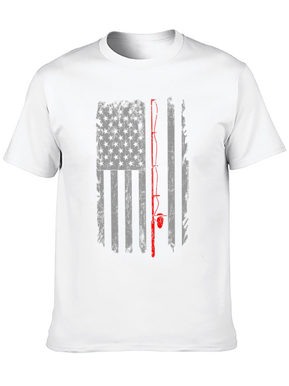Camiseta Negra con Diseño de Bandera de Pesca Americana